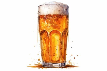 Drawing of a glass of beer on a light background with selective focus. AI generated, human enhanced.