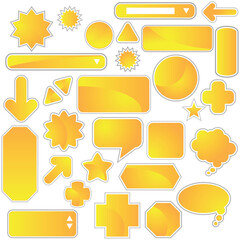 Set of multiple web labels and icons - yellow.