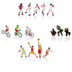 colored sport silhouettes, vector illustration