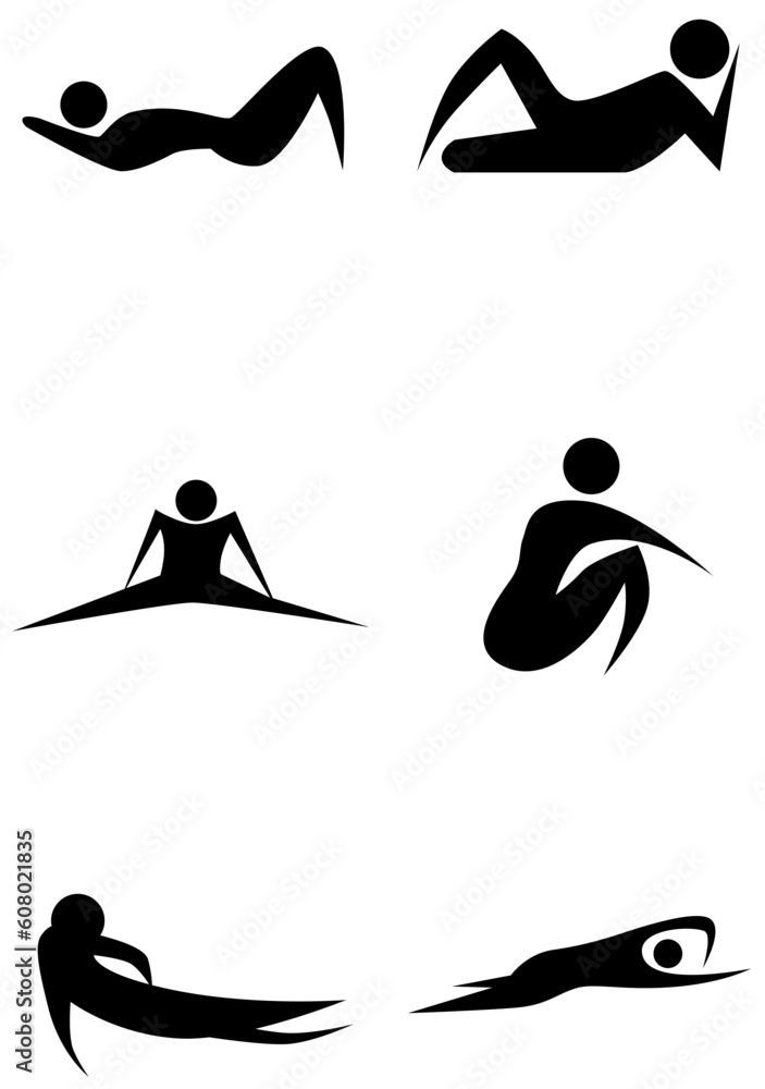 Poster lazy stick figure set isolated on a white background.