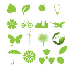 Set of ecology icons for web in green color