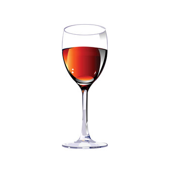 glass with wine on a white background.Vector