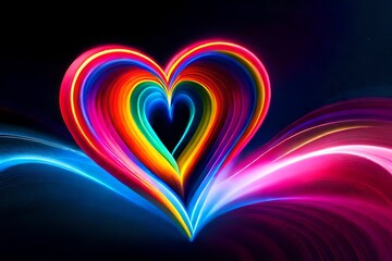love or heart glowing rainbow neon lights for background or wallpaper