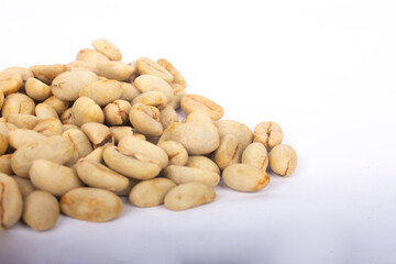 green coffee bean isolated on white background - coffee bean