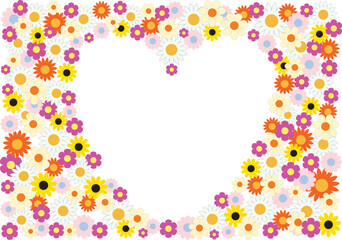 Flowers heart framework on the white background
