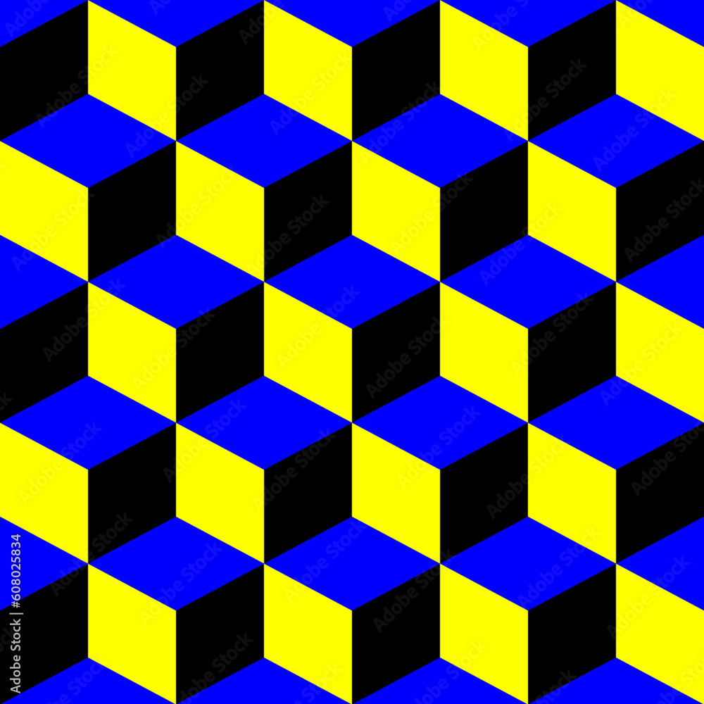 Poster squares psychedelic pattern, abstract seamless texture; vector art illustration; more patterns and t