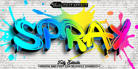 Colorful Graffiti Spray Editable Text Effect Template - obrazy, fototapety, plakaty