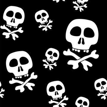 Abstract background with skulls. Seamless pattern. Vector illustration.