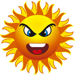 angry sun. isolated on withe background