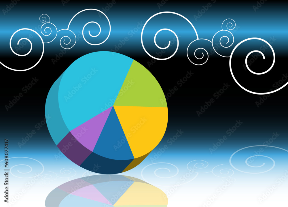 Aufkleber an image of a business pie chart background with swirls.