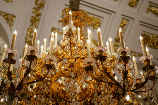 Close up shot of a beautiful chandelier 