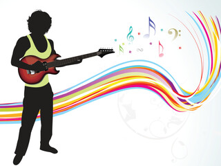 abstract musical guitar with men vector illustration
