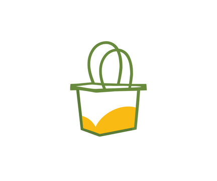 Shopping hand Bag Logo Design Vector Symbol Illustration