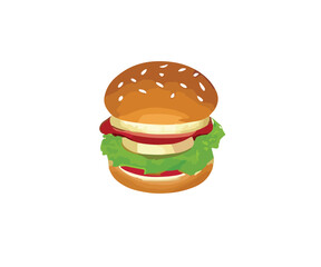 Hamburger fast food meal illustration vector image