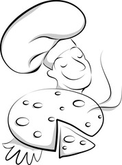 Naklejka premium Vector sketch of chef with pizza