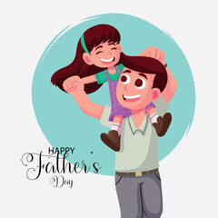illustration of a father holding his child full of love and affection. Happy Father's Day