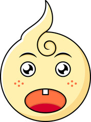 cute baby emoticon amazed expression. color, flat, simple style. used for icons, stickers, logos