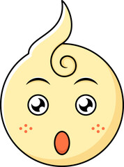cute baby emoticon impressed expression. color, flat, simple style. used for icons, stickers, logos