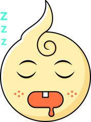 cute baby emoticon sleep expression. color, flat, simple style. used for icons, stickers or logos