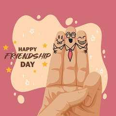 happy friendship day illustration poster of fingers embracing each other like a group of close friends