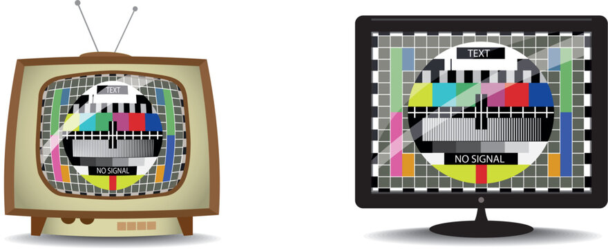 Old and new TV with monoscope - vector illustration