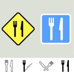 Vector set of fork and knife icons.