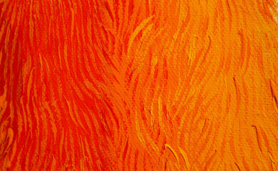 Orange shade brush strokes abstract art background, brush texture, fragment of acrylic painting on canvas.