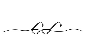Glasses in continuous line art drawing style. Front view of eyeglasses minimalist black line. Vector illustration.