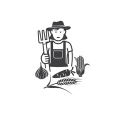 illustration of farmer, farmer icon, vector art.