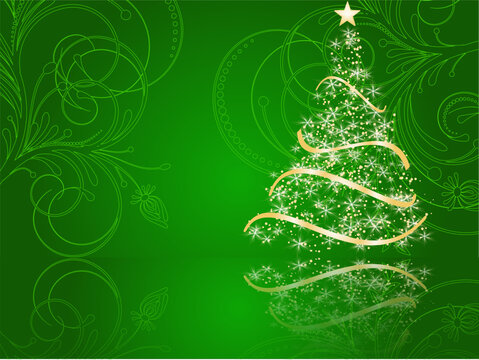 stylized Christmas tree on decorative background