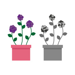 Cartoon flowerpot in modern style on white background.