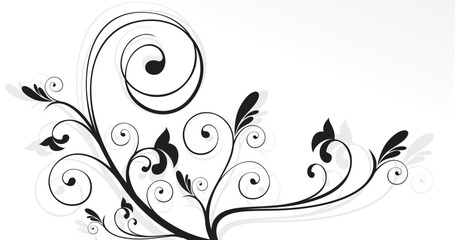 abstract floral background in black cokour vector illustration