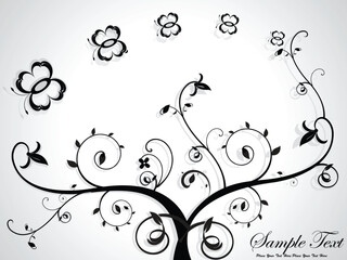abstract floral with black & gray color vector