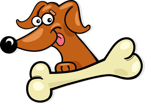 Cartoon illustration of dog with bone