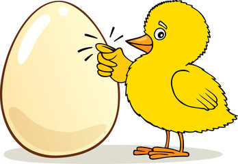 Illustration of Little Chick knocking on Egg