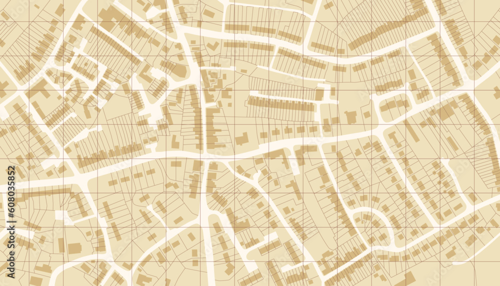 Poster editable vector illustrated map of housing in a generic town without names