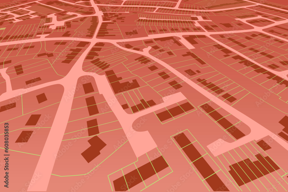 Aufkleber angled view of an editable vector housing map in a generic town