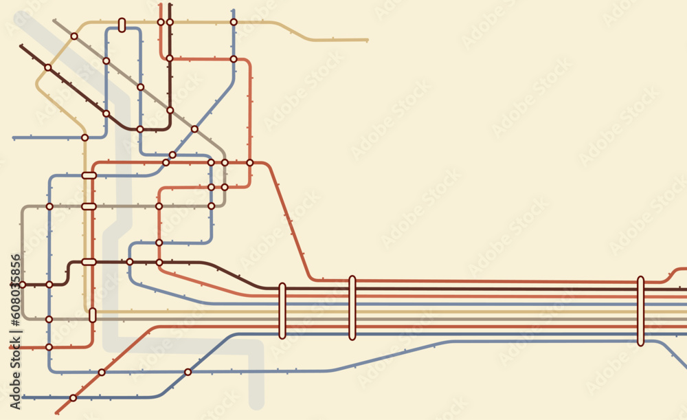 Poster editable vector map of a generic subway system with copy space