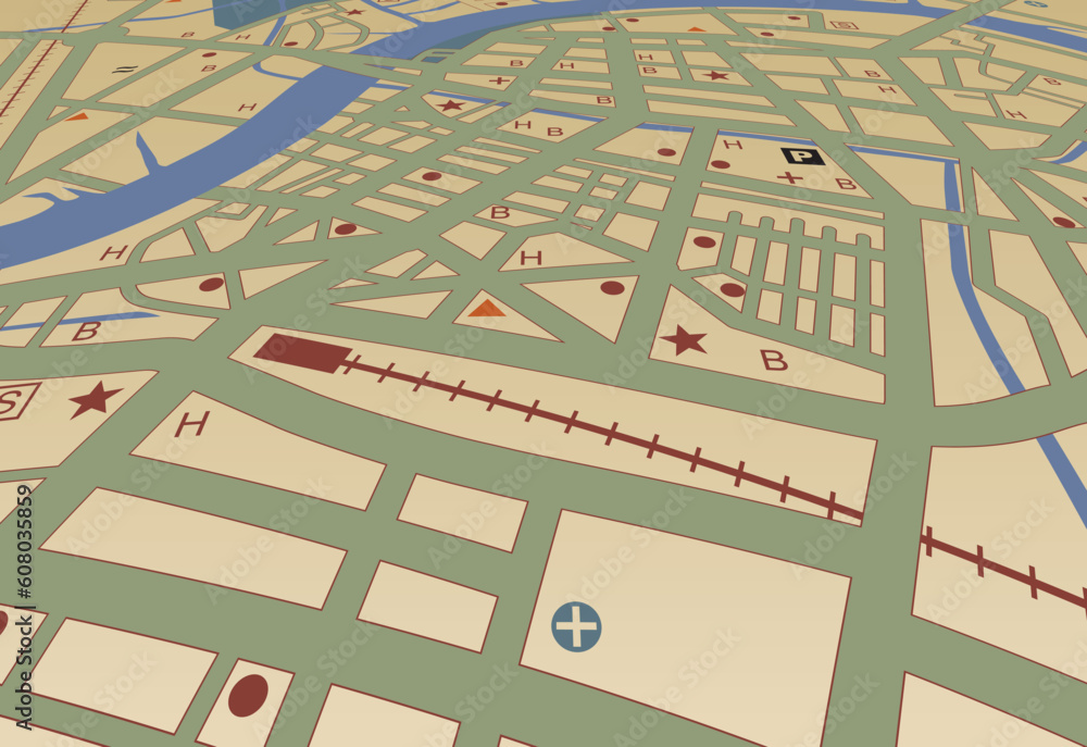 Poster editable vector streetmap of a generic city with no names