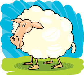 Cartoon illustration of farm sheep
