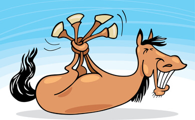 Cartoon illustration of funny horse