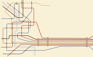 Editable vector map of a generic subway system with copy space