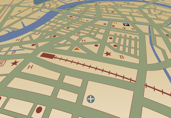 Editable vector streetmap of a generic city with no names