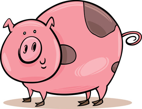 Cartoon illustration of funny spotted pig