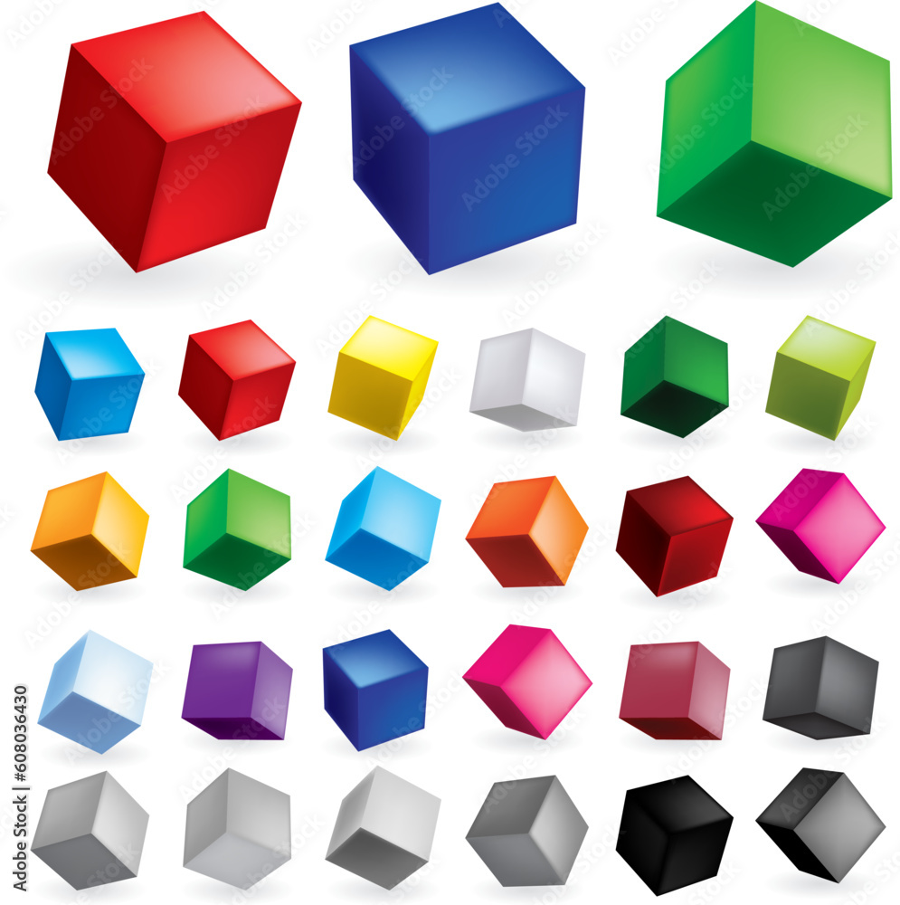 Poster cubes in various combinations of position for training