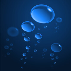 Rising air bubbles on a navy background