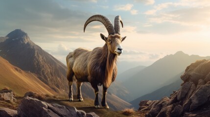 mountain goat in the mountains