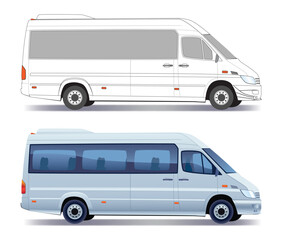 Commercial vehicle - silver passenger minibus - colored and layout