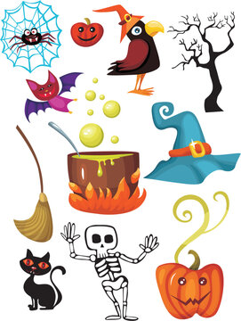 vector illustration of a halloween set