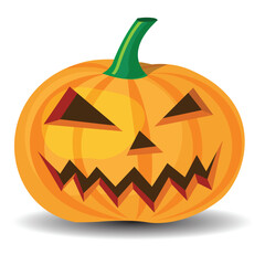 halloween pumpkin with evil grinning, vector format.